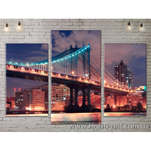 Модульные картины, Бруклинский мост, ART. SITY778007, , 1387.00 грн., SITY778007, , Города (Панорамы)