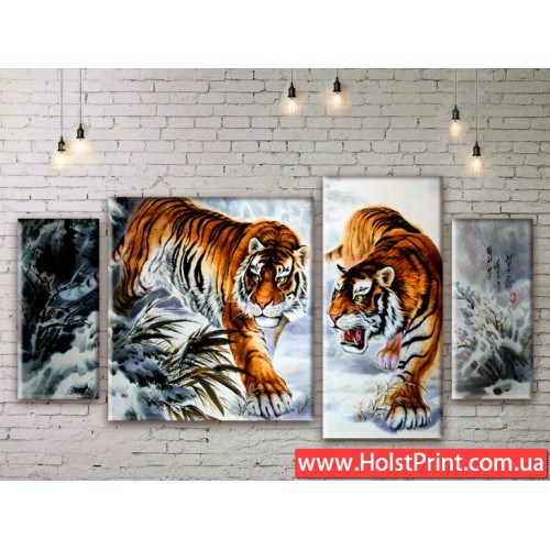 Тигры, Модульные картины, ART. ANIM777039, , 1487.00 грн., ANIM777039, , Животные