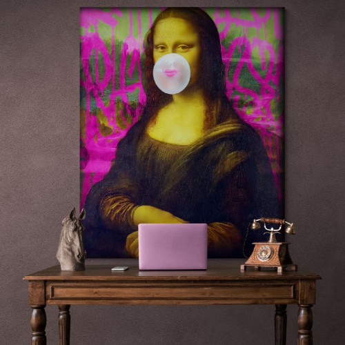 Репродукция картины Мона Лиза со жвачкой, , 497.00 грн., RK0357, , Репродукции картин