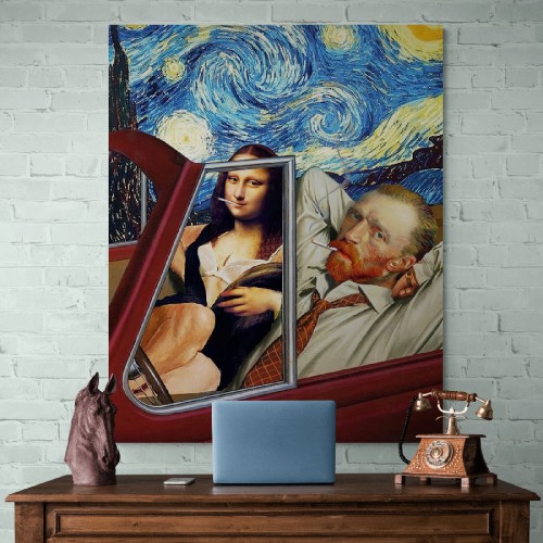 Репродукция картины Мона Лиза и Ван Гог, , 497.00 грн., RK0390, , Репродукции картин