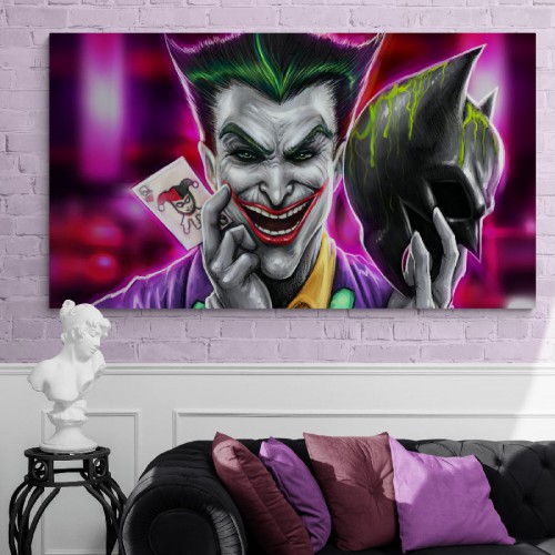 Картина на холсте Joker в маске Бэтмена, , 557.00 грн., RK1033, , Репродукции картин